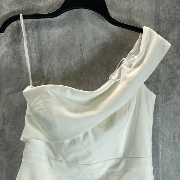 AQUA FORMAL Women's White One-Shoulder Scuba Crepe Bodycon Mini Dress SZ 8 - Picture 4 of 11